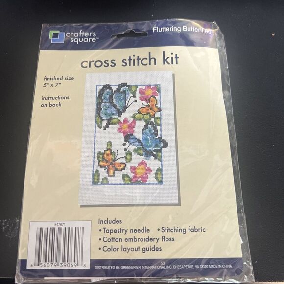 Fluttering Butterflies Crafters Square Cross Stitch‎ Kit 5"x7" 847671 - Picture 1 of 2
